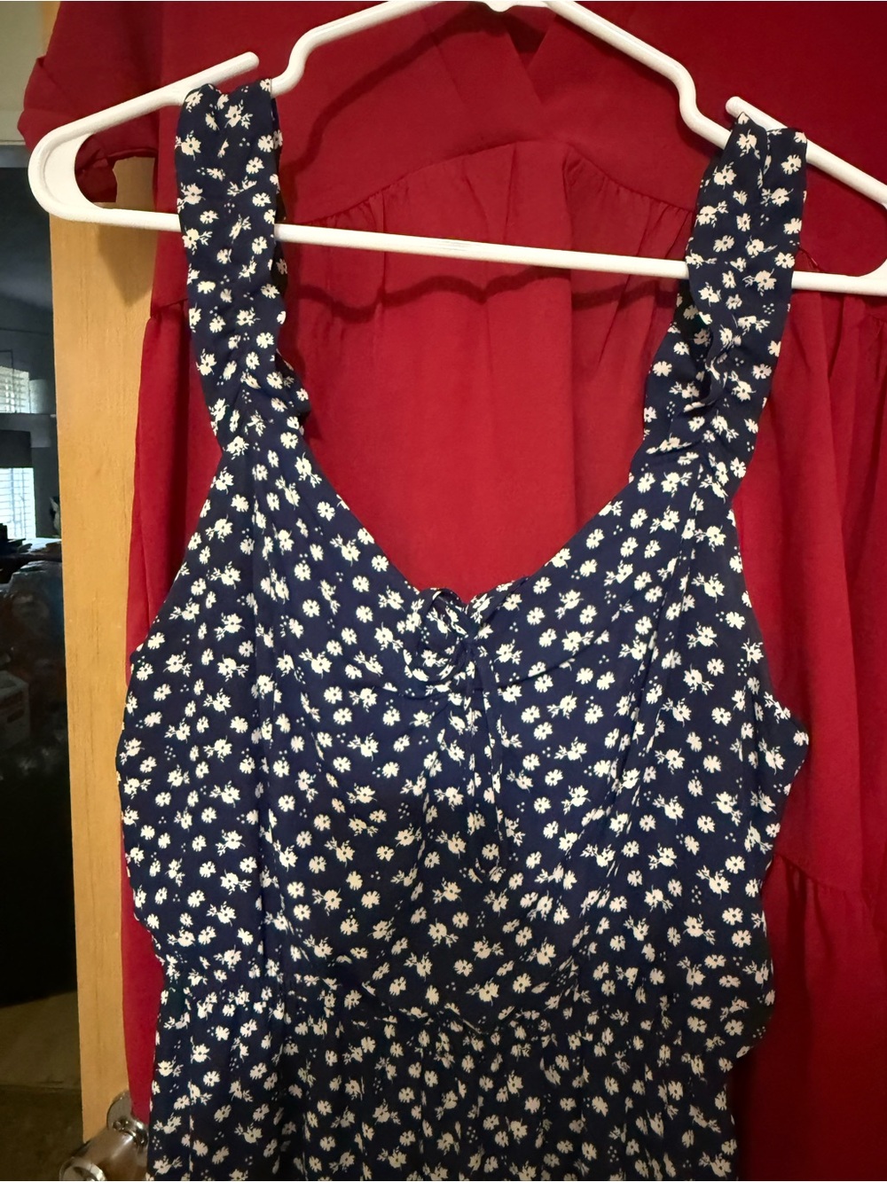 Charming Charlie Navy Blue Floral Jumpsuit